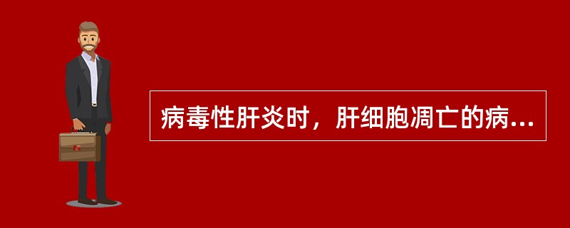 病毒性肝炎时，肝细胞凋亡的病变是( )A、肝细胞灶状坏死B、肝细胞嗜酸性坏死C、