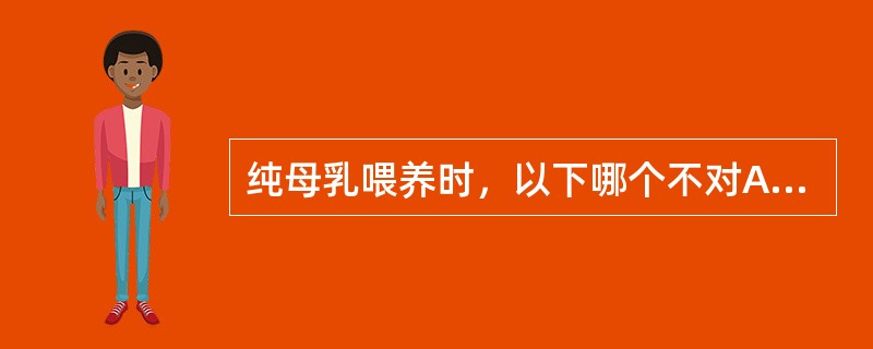 纯母乳喂养时，以下哪个不对A、不必补碘B、不必补钙C、不必补维生素DD、餐间不可