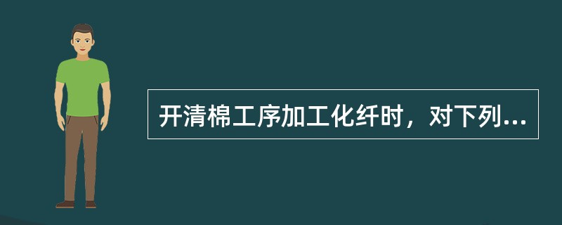 开清棉工序加工化纤时，对下列哪项作用要求最高？（）