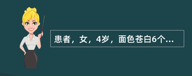 患者，女，4岁，面色苍白6个月，加重1个月，低热、皮肤瘀点3周入院，院外曾用"补