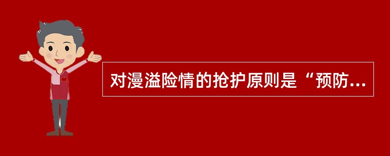 对漫溢险情的抢护原则是“预防为主，（）”。