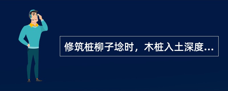 修筑桩柳子埝时，木桩入土深度为多少？桩距多少？