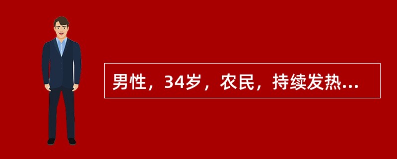 男性，34岁，农民，持续发热14天，伴腹泻8天，大便4～5次/天，4小时前突起右