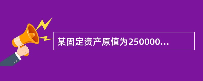 某固定资产原值为250000元，预计净残值为6000元，预计可使用8年，按双倍余