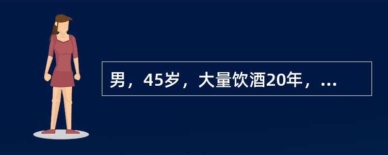 男，45岁，大量饮酒20年，断酒2天后出现意识模糊，不识亲人，不知自己身在何处，