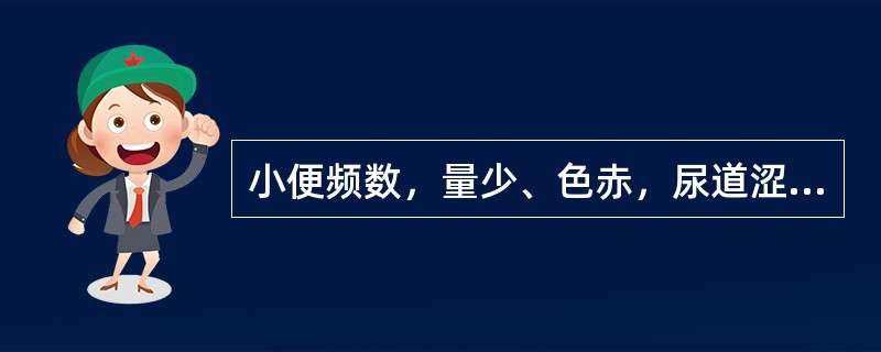 小便频数，量少、色赤，尿道涩痛，属（）。