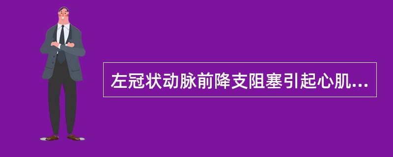 左冠状动脉前降支阻塞引起心肌梗死的区域为()