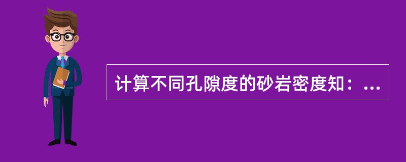 计算不同孔隙度的砂岩密度知：砂岩骨架ρm=2.65/cm的立方，孔隙中充