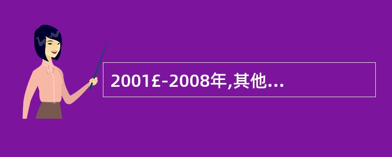 2001£­2008年,其他单位从业人员数增加最多的年份增加了: