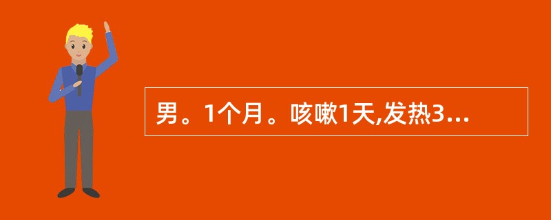 男。1个月。咳嗽1天,发热3小时T39.3℃,就诊过程中突然双眼上翻,肢体强直,