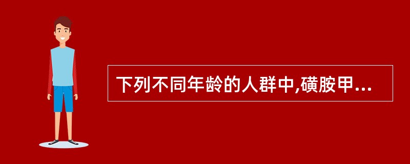 下列不同年龄的人群中,磺胺甲噁唑血浆半衰期最长的是