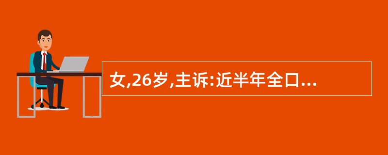 女,26岁,主诉:近半年全口牙龈逐渐肿大,刷牙易出血,偶有自动出血史为鉴别诊断,