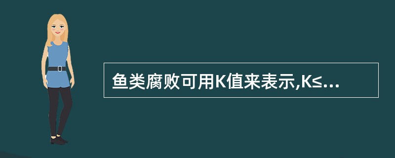 鱼类腐败可用K值来表示,K≤20%表明鱼体新鲜,K值大于()表示鱼体开始腐败。