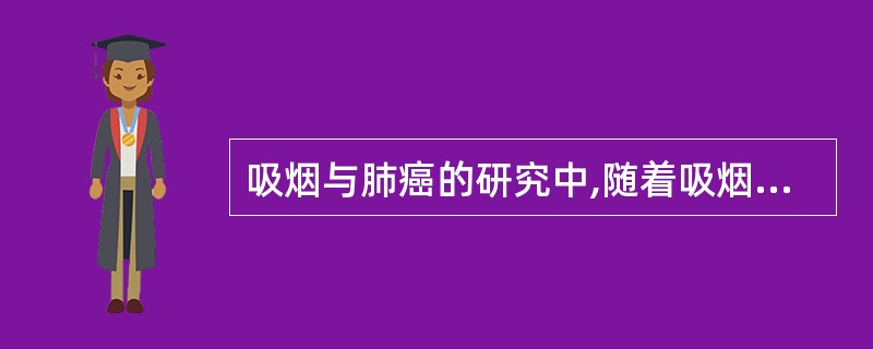 吸烟与肺癌的研究中,随着吸烟剂量的增加,肺癌的比值比或相对危险度也增加,成剂量反