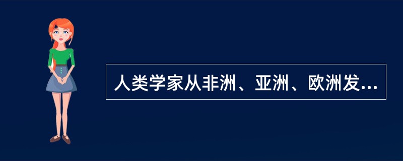 人类学家从非洲、亚洲、欧洲发现古人类化石，得出人类起源于人猿，从猿到人的科学结论