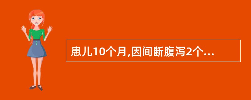 患儿10个月,因间断腹泻2个月,面色苍白1个月就诊,大便2~3次£¯天,呈糊状,