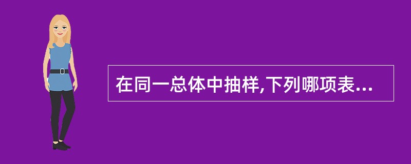 在同一总体中抽样,下列哪项表示样本均数可靠