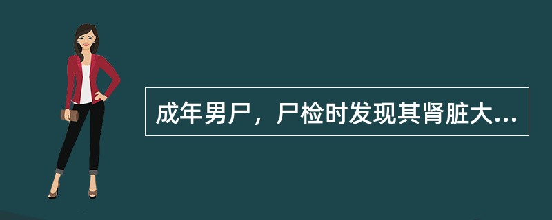 成年男尸，尸检时发现其肾脏大体如图所示，请做出相应的病理诊断()<img border="0" style="width: 554px; height: 416px