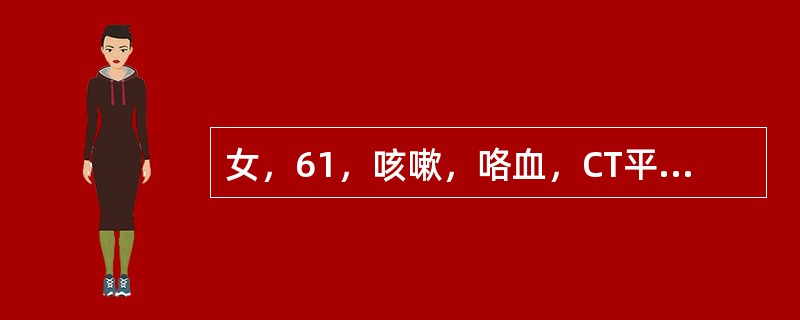女，61，咳嗽，咯血，CT平扫如图，最可能的诊断是<img border="0" style="width: 219px; height: 197px;"