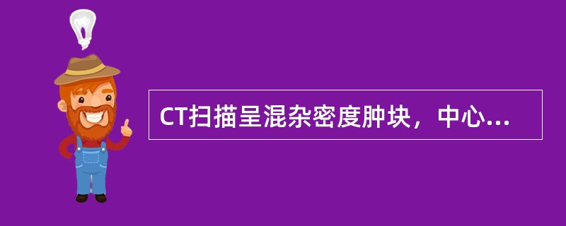 CT扫描呈混杂密度肿块，中心有不规则的坏死、囊变低密度区，呈不均匀强化，可见于下列哪些疾病