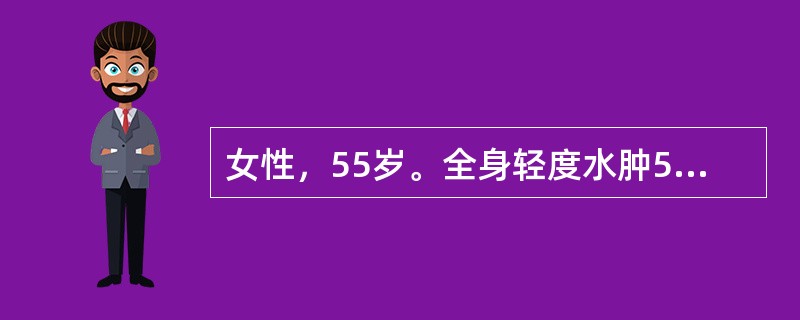 女性，55岁。全身轻度水肿5年，血压145/95mmHg，尿常规尿蛋白++，红细胞16个/HP，颗粒管型++。血尿素氮10mmol/L，最可能的诊断是()