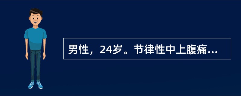 男性，24岁。节律性中上腹痛1年余，饥饿时或夜间痛加重，2天前大便黑色。今日呕吐暗红色血液及血块约300ml，下列哪一种检查不应进行