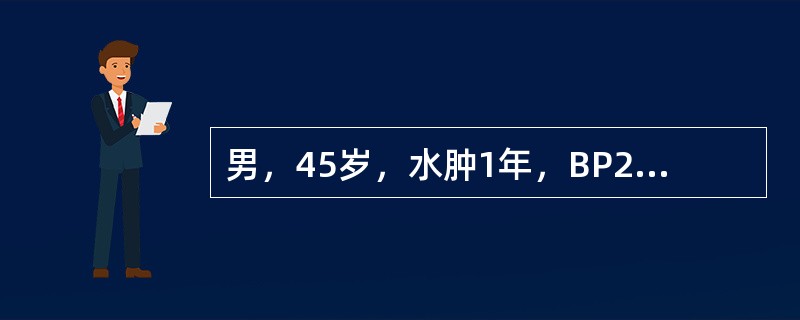 男，45岁，水肿1年，BP22.0/10kPa，清蛋白/球蛋白7/L，尿蛋白分析非选择性，尿蛋白+++/HP，尿红细胞++/HP，诊断()