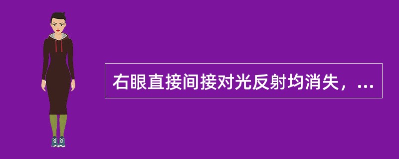 右眼直接间接对光反射均消失，病变在