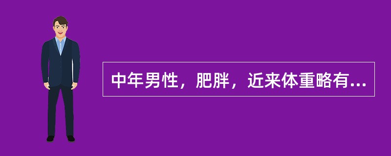 中年男性，肥胖，近来体重略有减轻，无明显“三多一少”症状，空腹血糖7.8mmol/L，诊断考虑可能为()