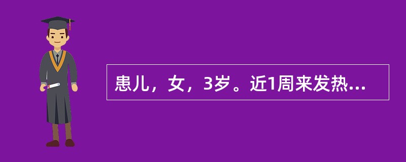 患儿，女，3岁。近1周来发热，体温39℃，咳嗽、气促、发绀，双肺呼吸音粗，无啰音，肝肋下3cm，脾肋下1cm，结核菌素试验阴性。1个月前患儿母诊断为患有肺结核。初步考虑为