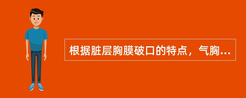 根据脏层胸膜破口的特点，气胸可分为