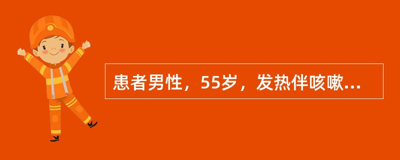 患者男性，55岁，发热伴咳嗽、咳脓痰7天，加重2天。提问4：［检查结果］①血常规：WBC：24×10<img border="0" style="width: 10