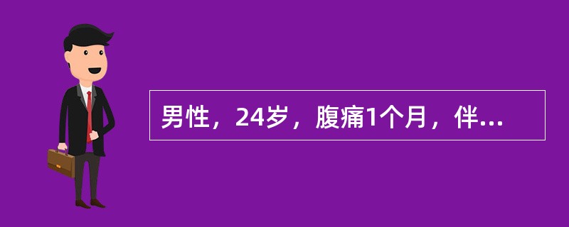 男性，24岁，腹痛1个月，伴腹胀，乏力明显，食欲下降，发热，体温38℃，体重下降4kg。查体：腹部触诊柔韧感，未及包块，胸片左肺尖斑片阴影，密度不均，B超腹腔中量积液。最有可能的诊断是()