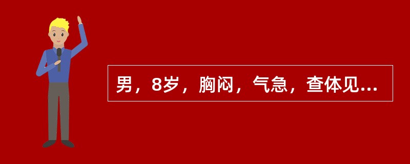 男，8岁，胸闷，气急，查体见颈静脉显露，胸片如图，最可能的诊断是()<img border="0" style="width: 178px; height: 167