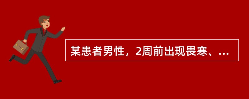 某患者男性，2周前出现畏寒、高热，伴剧烈头痛，全身肌肉疼痛，尤以腓肠肌痛明显，全身无力，双下肢行走困难，双眼疼痛、畏光，故来医院就诊。查体：T39℃，眼结膜充血，分泌物不明显，肝脏肋下lcm，压痛不明