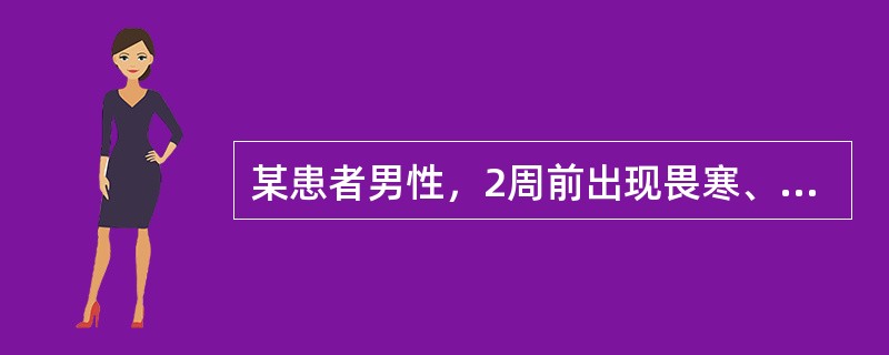 某患者男性，2周前出现畏寒、高热，伴剧烈头痛，全身肌肉疼痛，尤以腓肠肌痛明显，全身无力，双下肢行走困难，双眼疼痛、畏光，故来医院就诊。查体：T39℃，眼结膜充血，分泌物不明显，肝脏肋下lcm，压痛不明