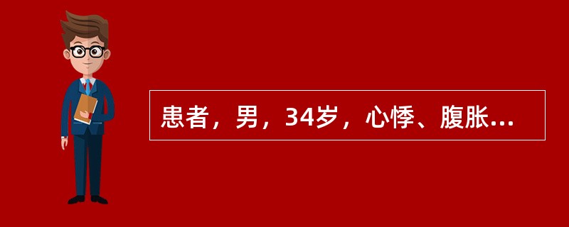 患者，男，34岁，心悸、腹胀，胸片如图，最可能的诊断是<img border="0" style="width: 283px; height: 272px;&quo