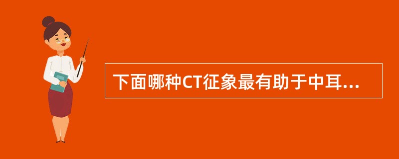 下面哪种CT征象最有助于中耳胆脂瘤诊断()