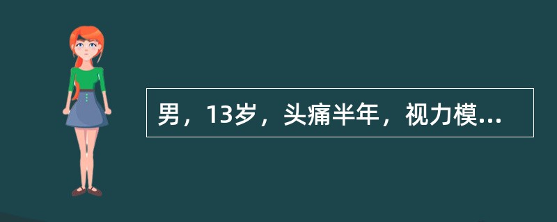 男，13岁，头痛半年，视力模糊数天MRI平扫及增强扫描如图，最可能的诊断是()<img border="0" style="width: 251px; height