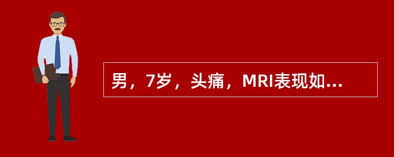 男，7岁，头痛，MRI表现如图，最可能的诊断是()<img border="0" style="width: 329px; height: 246px;"