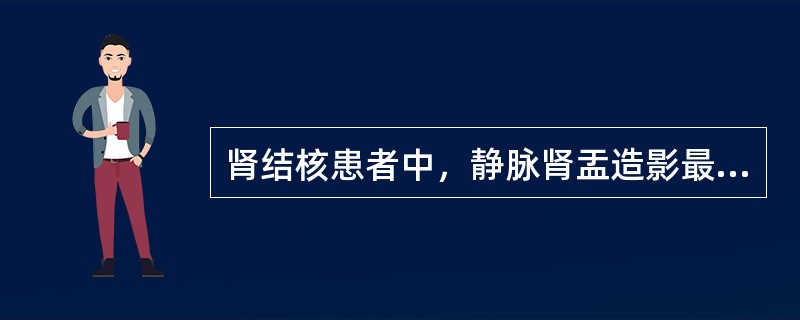 肾结核患者中，静脉肾盂造影最早出现的肾盂改变发生在