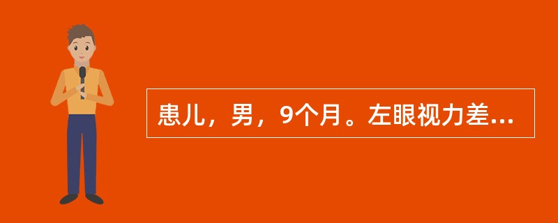 患儿，男，9个月。左眼视力差。CT图像示左眼球内不规则软组织肿块，内有钙化，肿块呈轻度强化，应诊断为