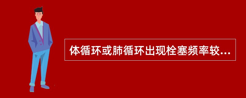 体循环或肺循环出现栓塞频率较高的是