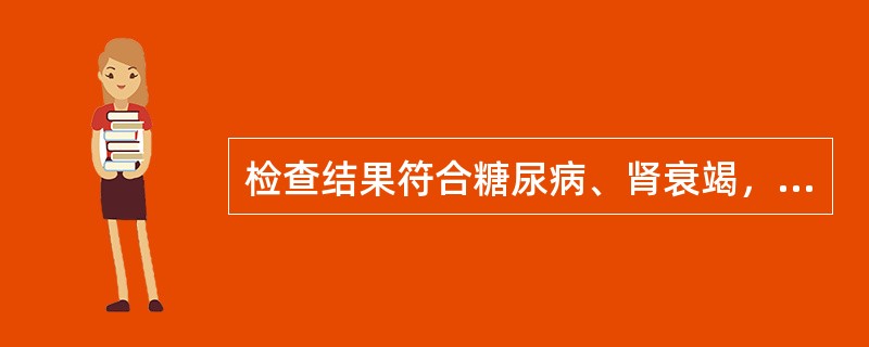 检查结果符合糖尿病、肾衰竭，为鉴别糖尿病肾病引起的尿毒症与糖尿病感染引起的急性肾衰竭，应做的检查除外