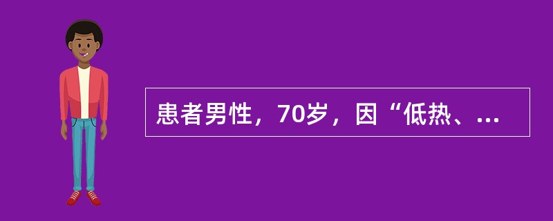 患者男性，70岁，因“低热、咳嗽、气短伴双下肢水肿3个月”来诊。查体：双肺呼吸音粗，双肺底可闻及Vecro音，双下肢Ⅱ度压凹性水肿。实验室检查：血肌酐152μmol/L，抗核抗体阳性(1︰100)；尿