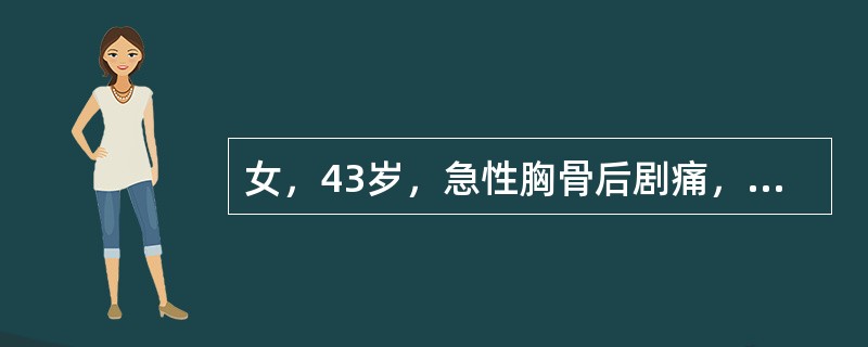 女，43岁，急性胸骨后剧痛，腹痛腹胀、呕吐，影像检查如图，最佳的诊断是()<img border="0" style="width: 247px; height: