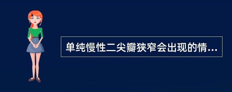 单纯慢性二尖瓣狭窄会出现的情况是