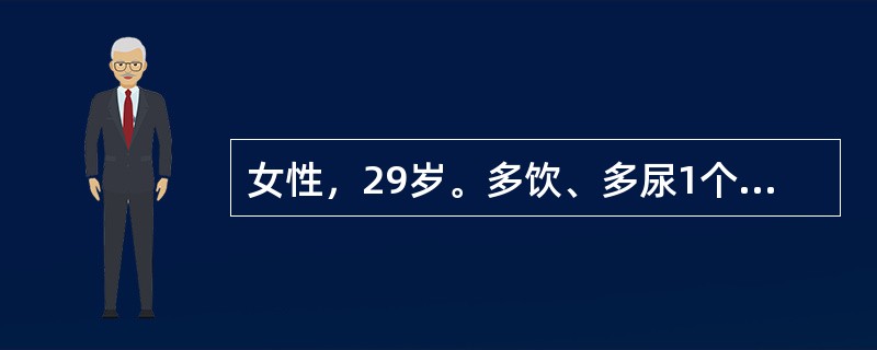 女性，29岁。多饮、多尿1个月入院。每日尿量6～7L，空腹血糖5．1mmol／L，尿糖(-)，(ⅪTT)正常。如果怀疑此患者为尿崩症，在下列实验室检查中，最不可能出现的是