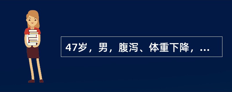 47岁，男，腹泻、体重下降，伴有重症肌无力，请结合胸片和CT图，选择最可能的诊断()<img border="0" style="width: 154px; hei