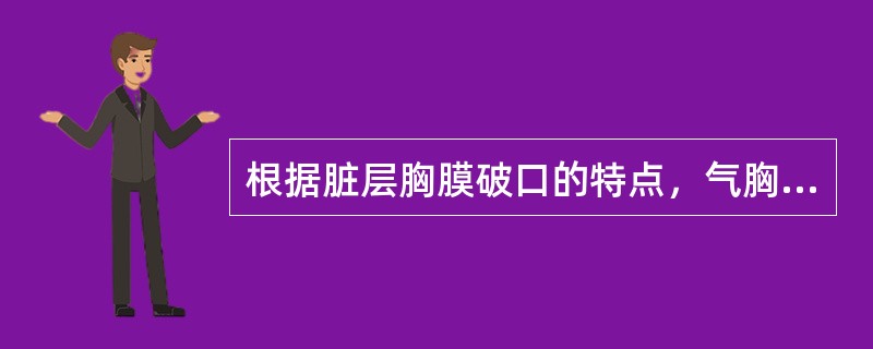 根据脏层胸膜破口的特点，气胸可分为